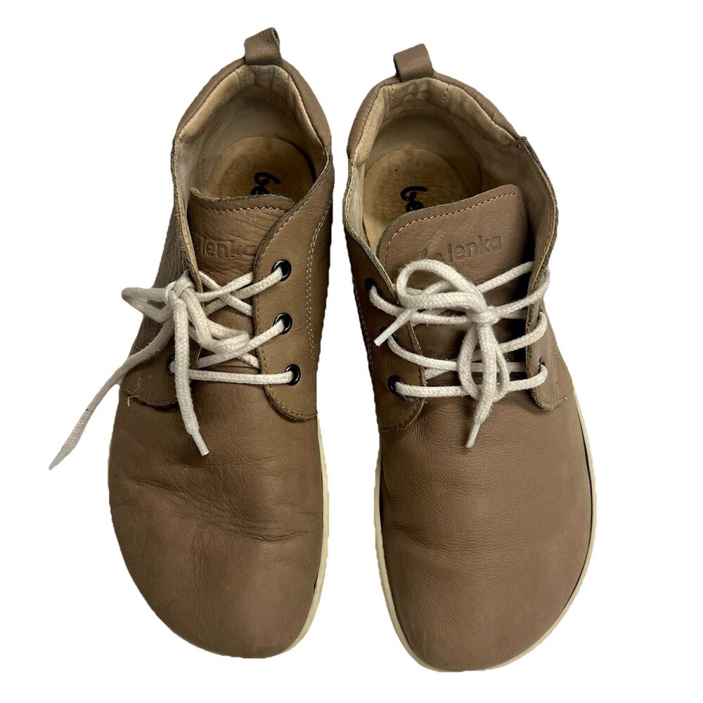 Be Lenka Icon Leather Lace Up Boot Cappuccino Sz41 Wide Toe Box Zero Drop